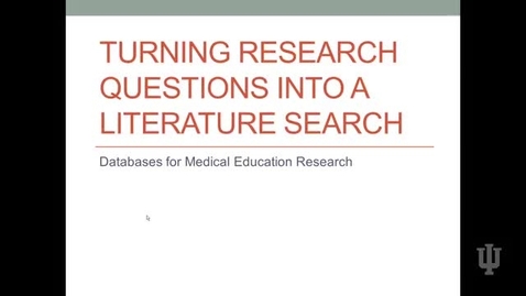 Thumbnail for entry Video 4 Databases for Medical Education Research