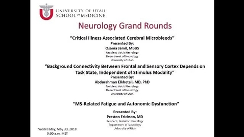 Thumbnail for Critical Illness Associated Cerebral Microbleeds / Background Connectivity Between Frontal and Sensory Cortex Depends on Task State, Independent of Stimulus Modality / MS-Related Fatigue and Autonomic Dysfunction
