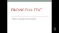 Video 5 Finding Full Text