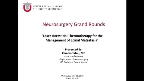 Thumbnail for Laser Interstitial Thermotherapy for the Management of Spinal Metastasis