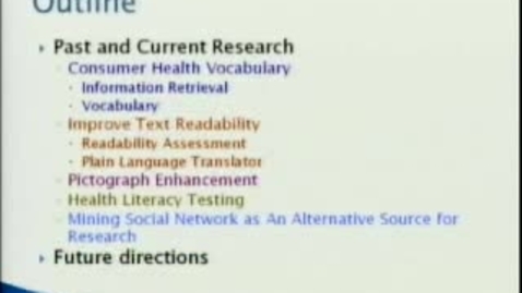 Thumbnail for Developing Informatics Tools to Empower Patients | Qing Zeng-Treitler, Ph.D. | 2009-09-24