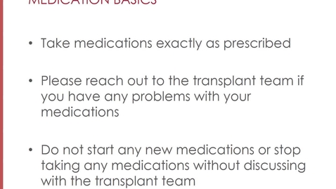Thumbnail for entry Overview of Transplant Medications