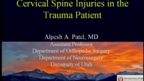 Thumbnail for Cervical Spine Injuries in the Trauma Patient August 21, 2009