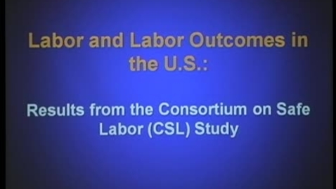 Thumbnail for Labor and labor outcomes in the U.S.: Results from the Consortium on Safe Labor (CSL) study