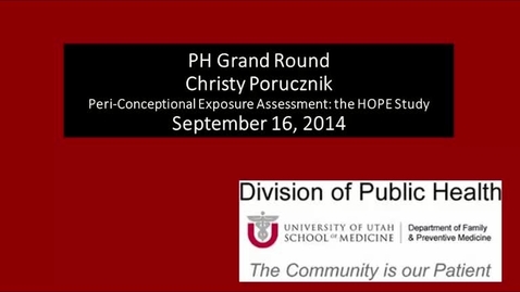 Thumbnail for Peri-Conceptional Exposure Assessment: the HOPE Study