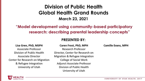 Thumbnail for Model Development using Community Based Participatory Research