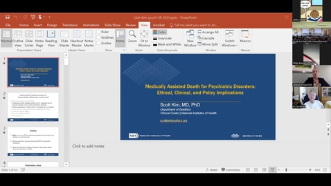 Thumbnail for entry &quot;Medically Assisted Death for Psychiatric Disorders: Ethical, Clinical, and Policy Considerations&quot; presented by Scott Kim, MD, PhD