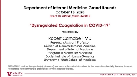 Thumbnail for Dysregulated Coagulation in COVID-19
