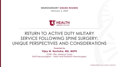 Thumbnail for Return to Active Duty Military  Service Following Spine Surgery: Unique Perspectives and Considerations