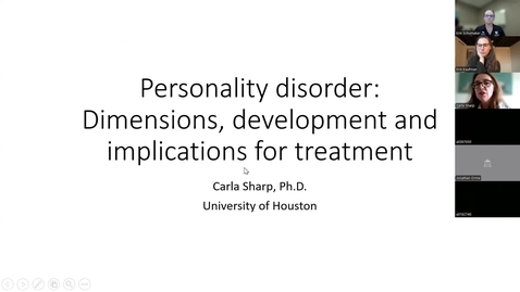 Thumbnail for &quot;New advances in personality disorder research: Dimensions and Development&quot; presented by Carla Sharp, PhD (02/05/25)