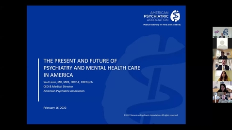 Thumbnail for entry &quot;The Present &amp; Future of Psychiatry &amp; Mental Health in America&quot; presented by Saul Levin, MD, MPA, FRCP-E, FRCPsych