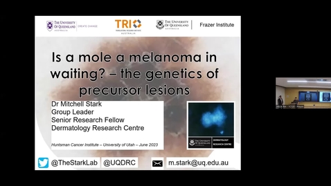 Thumbnail for entry GR 6/16/23 Talk #1: &quot;Is a Mole a Melanoma in Waiting? – The Genetics of Precursor Lesions&quot; and Talk #2: &quot;Through the Lens: The Power and Effect of Media&quot;