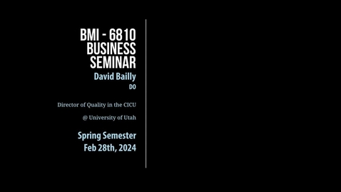 Thumbnail for David Bailly, DO Director of Quality in the CICU @ University of Utah