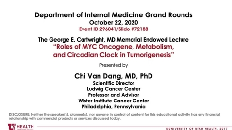 Thumbnail for Roles of MYC Oncogene, Metabolism, and Circadian Clock in Tumorigenesis