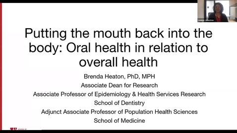 Thumbnail for entry Putting the mouth back into the body: Oral health in relation to overall health