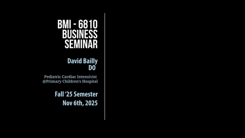 Thumbnail for Dr. David Bailly Director of Quality in the CICU @ Primary Children's Hospital