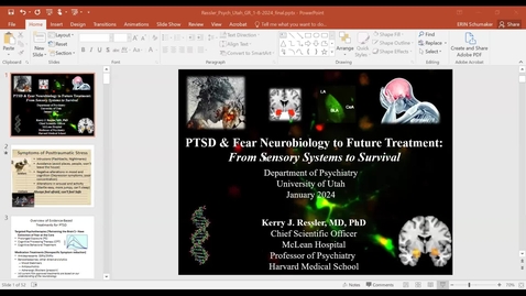 Thumbnail for &quot;PTSD &amp; Fear Neurobiology to Future Treatment: From Sensory Systems to Survival&quot; presented by Kerry J. Ressler, MD, PhD (01/08/24)