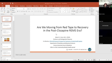 Thumbnail for &quot;Are We Moving from Red Tape to Recovery in the Post-Clozapine REMs Era?&quot;  presented by Robert O. Cotes, M.D., DFAPA (03/19/25)