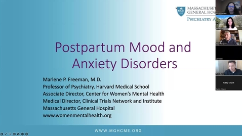 Thumbnail for "Postpartum Mood and Anxiety Disorders" presented by Marlene P. Freeman, MD (05/01/24)