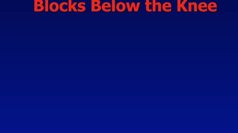 Thumbnail for Distal LE Nerve Blocks