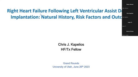 Thumbnail for Right heart failure following LVAD implantation: natural history, predictors &amp; outcomes /  Lipidomics in heart failure