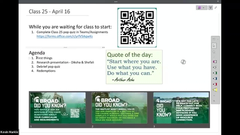 Thumbnail for Class 25 - April 16