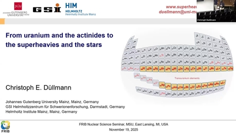 Thumbnail for Nuclear Science Seminar - Christoph Duellmann