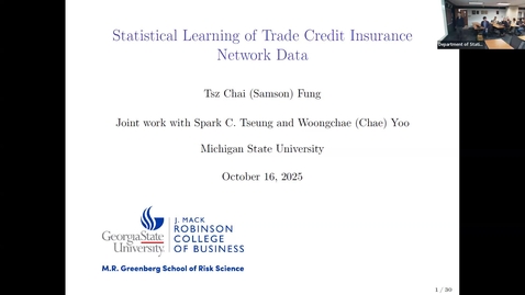 Thumbnail for Colloquium - TSZ Chai (Samson) Fung - October 16, 2025