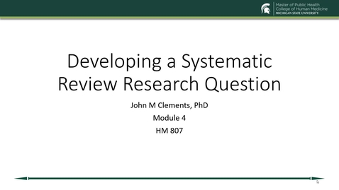 Thumbnail for US19 HM 807 730 Clements - Module 4 Developing a research question