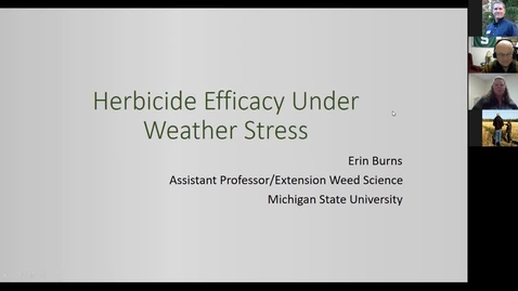 Thumbnail for Field Crops Webinar Series 3-4-19:  Herbicide Efficacy Under Weather Stress - Dr. Erin Burns