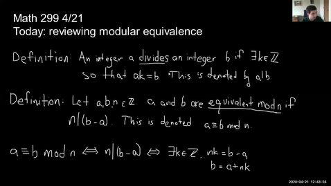 Thumbnail for 4/21 Reviewing modular equivalence