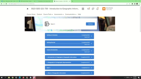 Thumbnail for Geo221: How to view your grade and Instructor's feedback in Assessments programmed as D2L Quizzes