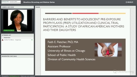Thumbnail for Ethical Implications of HIV Pre-Exposure Prophylaxis (PrEP) for African American Women and Adolescent Girls