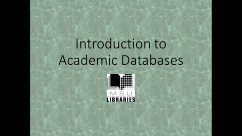 Thumbnail for Introduction to Academic Databases