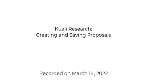 Thumbnail for KR Creating and Saving a Proposal