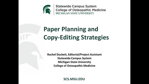 Thumbnail for Scholarly Activity Paper Planning &amp; Copy-Editing Strategies