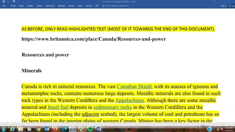 Thumbnail for GEO331: 5-Economy-Video explaining reading-Part 1