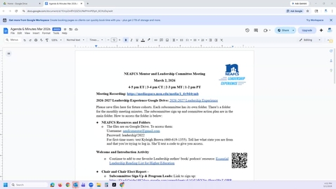 Thumbnail for Mentor &amp; Leadership Committee Meeting 03 02 2026