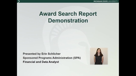 Thumbnail for Award Search Report Demonstration (E. Schlicher)