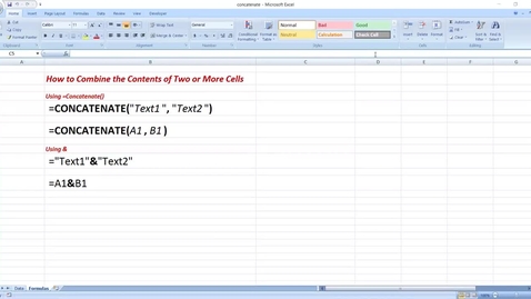 Thumbnail for Combining the Contents of Two Cells in MS Excel