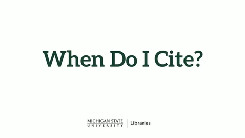 Thumbnail for When Do I Cite?