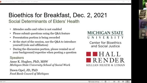 Thumbnail for Bioethics for Breakfast: Social Determinants of Elders’ Health