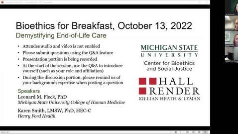 Thumbnail for Bioethics for Breakfast: Demystifying End-of-Life Care