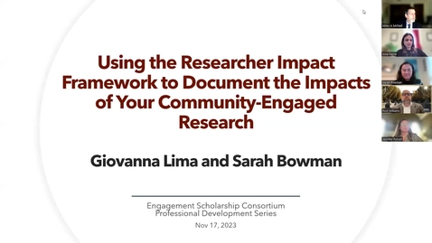 Thumbnail for Using the Researcher Impact Framework to Document the Impacts of Your Community-Engaged Research
