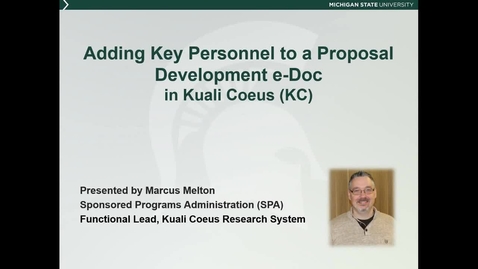 Thumbnail for Adding Key Personnel to a Proposal in Kuali Coeus