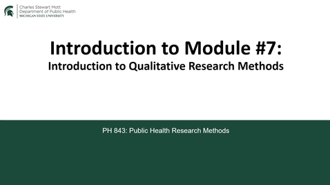Thumbnail for PH843 Introduction to Module 7