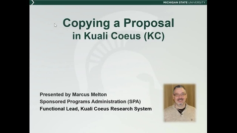 Thumbnail for Copying a Proposal in KC