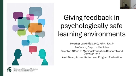 Thumbnail for Giving feedback in psychologically safe learning environments