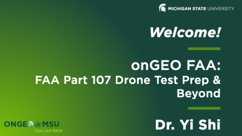 Thumbnail for Welcome message to onGEO-FAA: FAA Part 107 Drone Test Prep &amp; Beyond