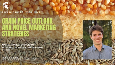 Thumbnail for Field Crops Webinar 3-22-21 - Grain Price Outlook and Marketing Strategies - Matt Gammans